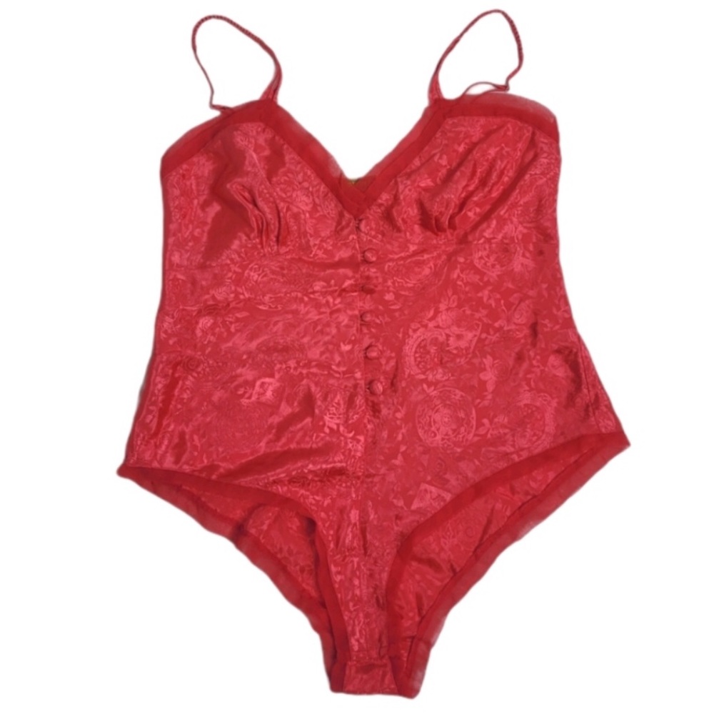 VINTAGE 90s Victorias Secret satin polyester bodysuit L
